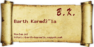 Barth Karméla névjegykártya